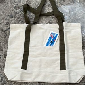 NWT canvas tote oatmeal/khaki great bling/fabric paint to personalize beach too